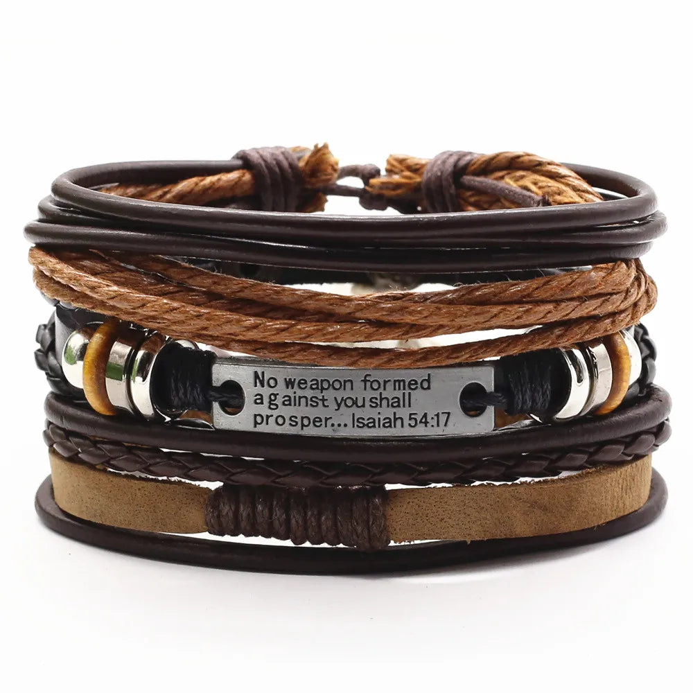 3 Pc Leather Bracelet Set