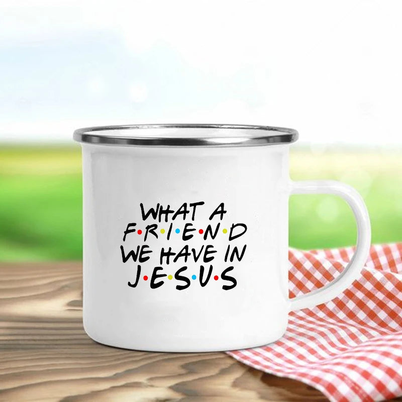 Jesus Is God Enamel Mug – Vintage Christian Coffee Cup with Inspirational Faith Designs