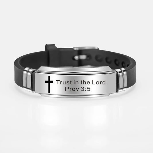 Unisex Scripture Quote with Cross Adjustable Bracelet