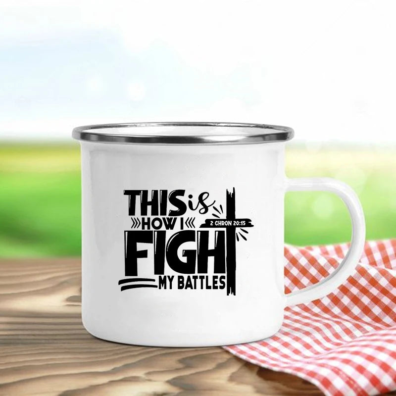 Jesus Is God Enamel Mug – Vintage Christian Coffee Cup with Inspirational Faith Designs