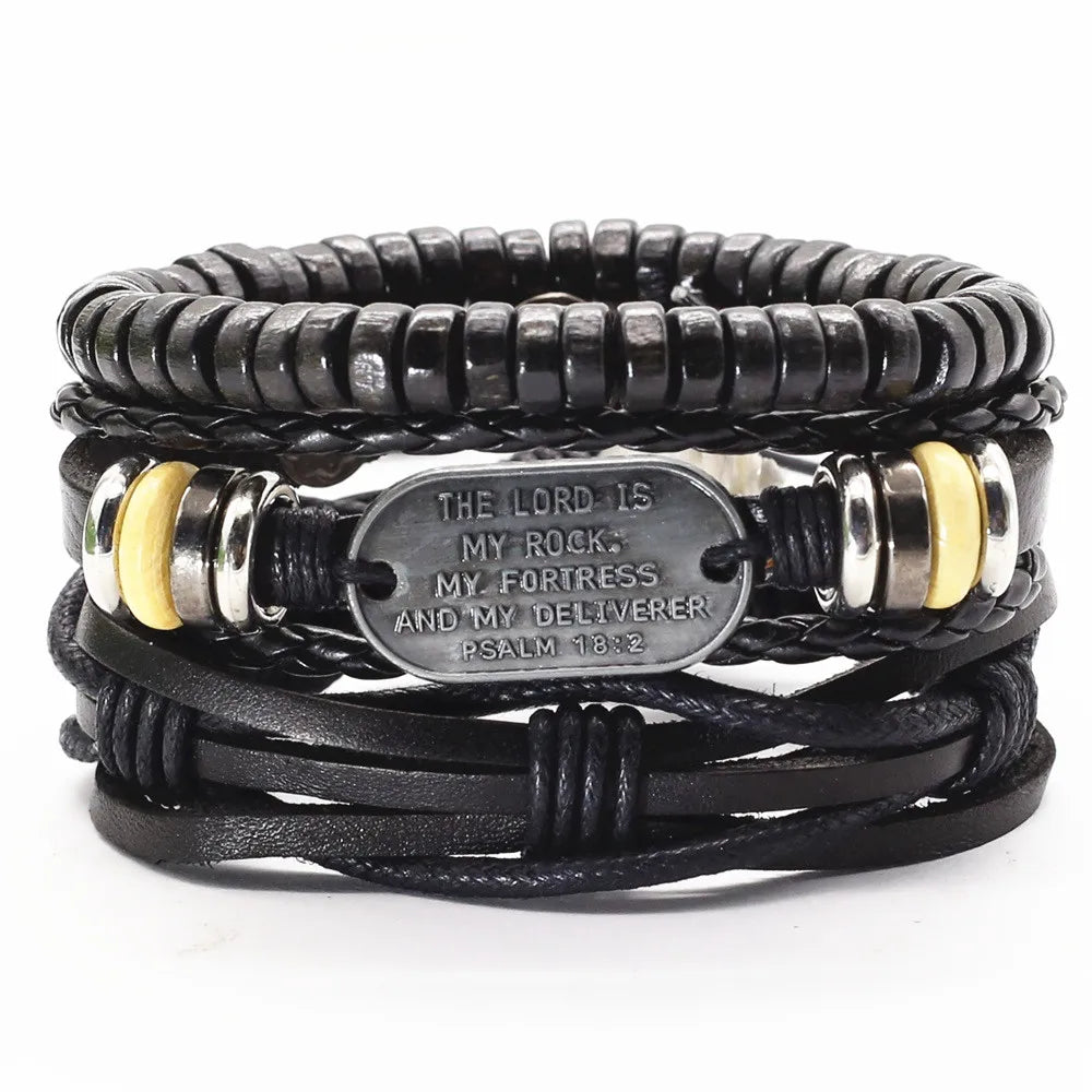 3 Pc Leather Bracelet Set
