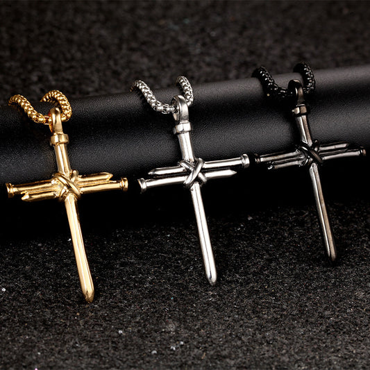 Iron Nail Cross Necklace