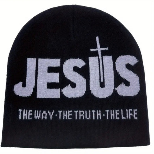 Black and Grey Jesus the Way the Truth the Life Beanie