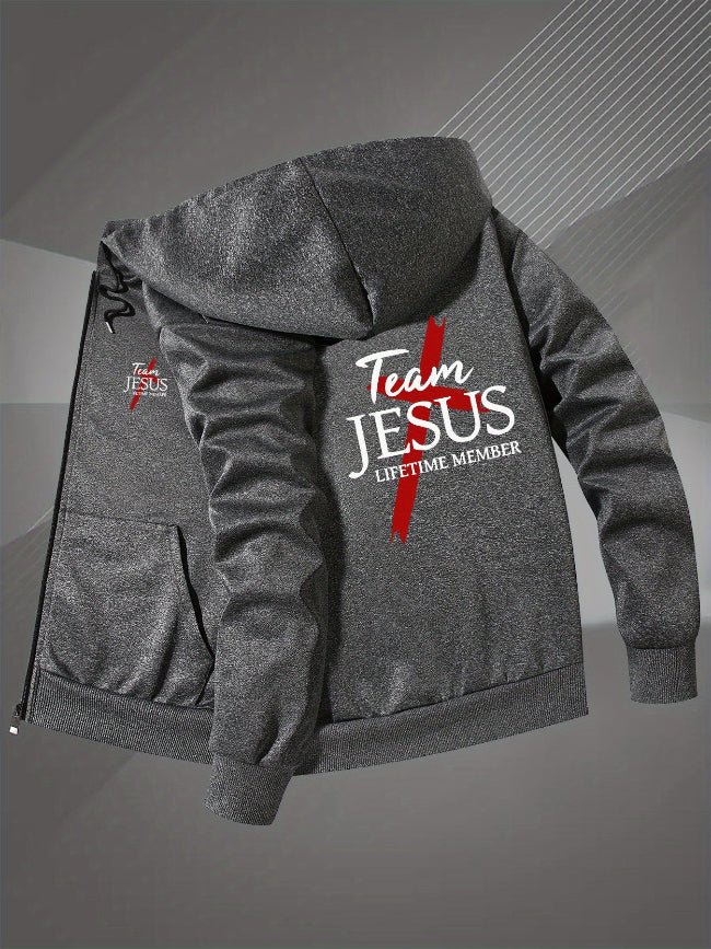 Grey Light Weight Team Jesus Track Jacket