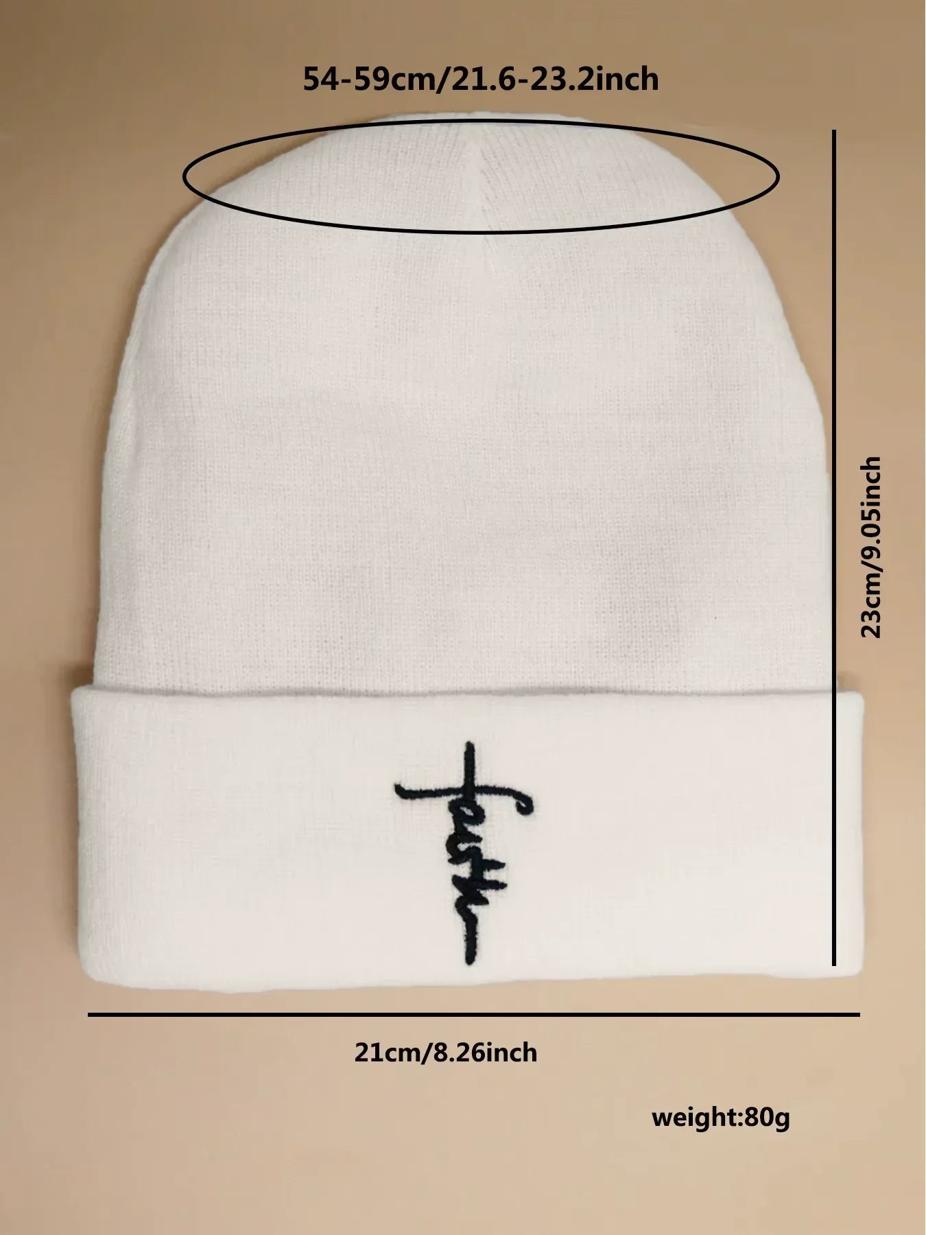 Embroidered Satin Lined Anti-Static Knit Faith Beanie - God Cloth