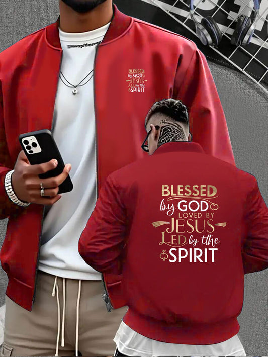 Men's Red Christian Graphic Varsity Jacket