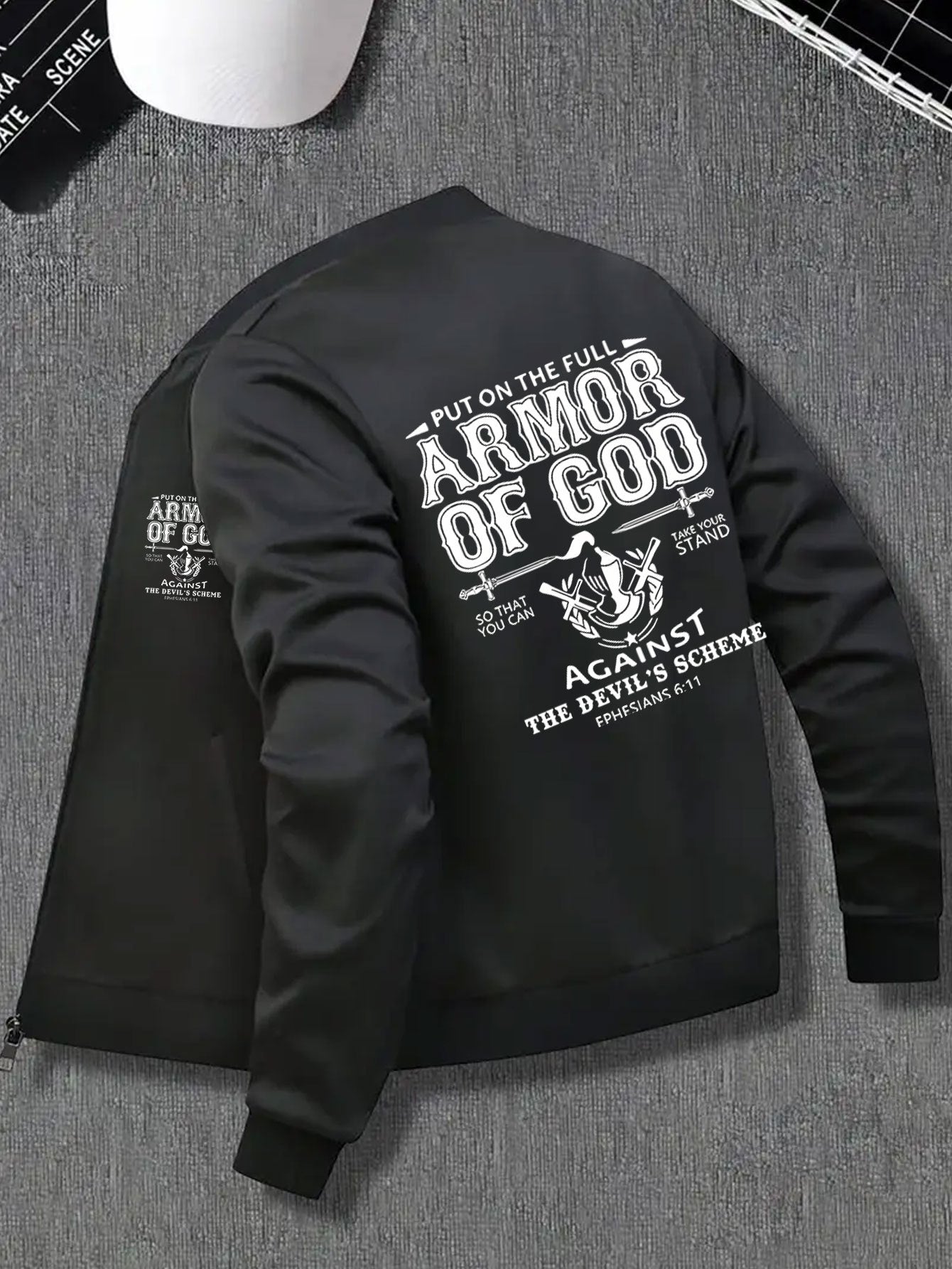 Men's Graphic Christian Full Armor of God Bomber Jacket