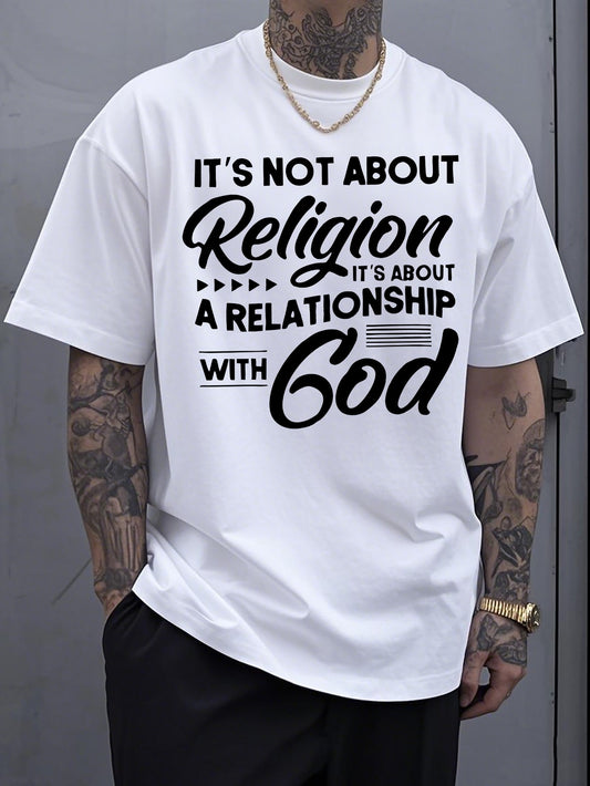 Men's Relaxed Fit White Cotton Religious T-Shirt