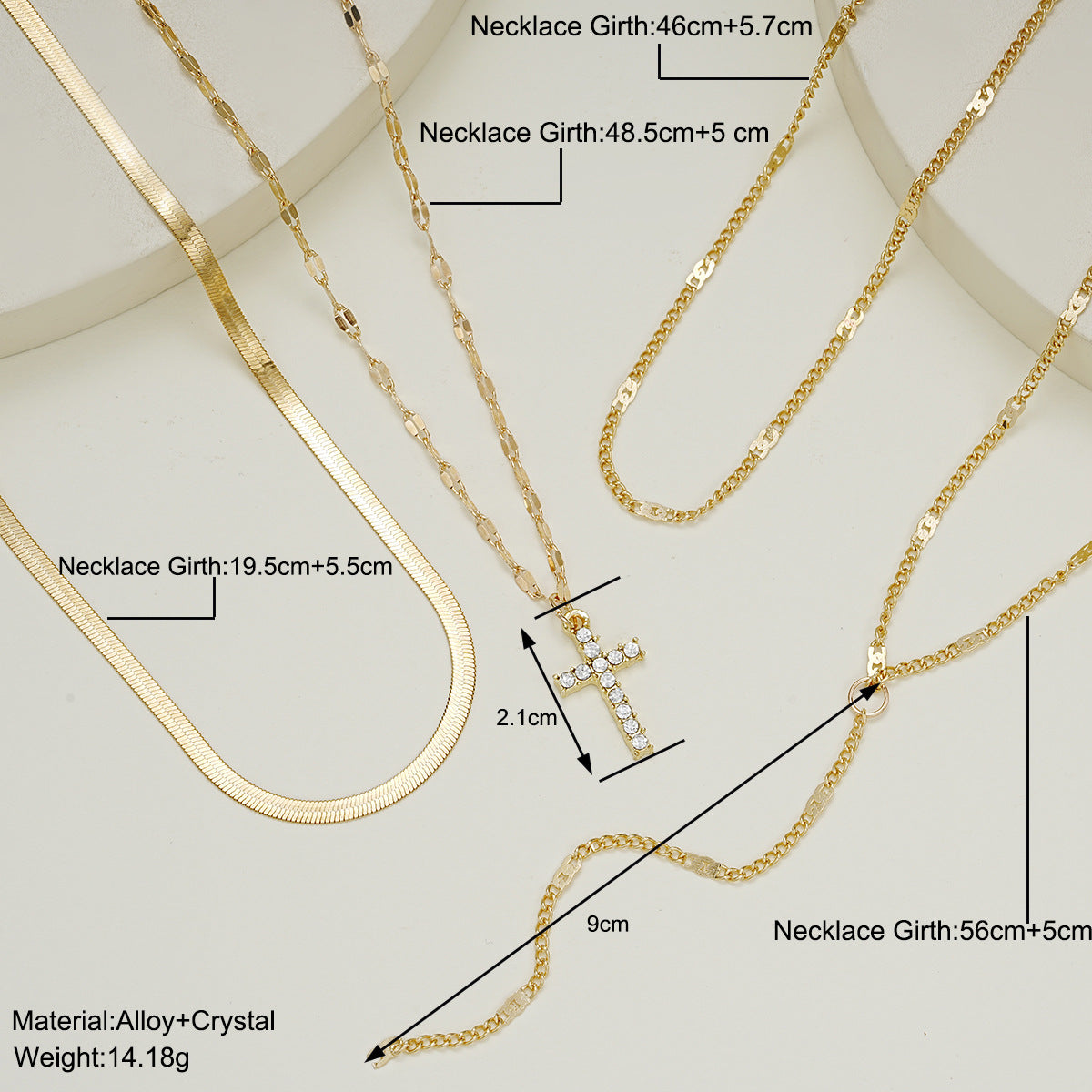 Multi-layer Chain with a Cross Necklace