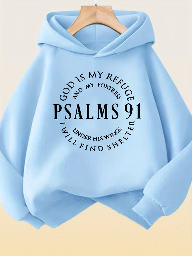 Light blue Psalm 91 Bible Verse Hoodie