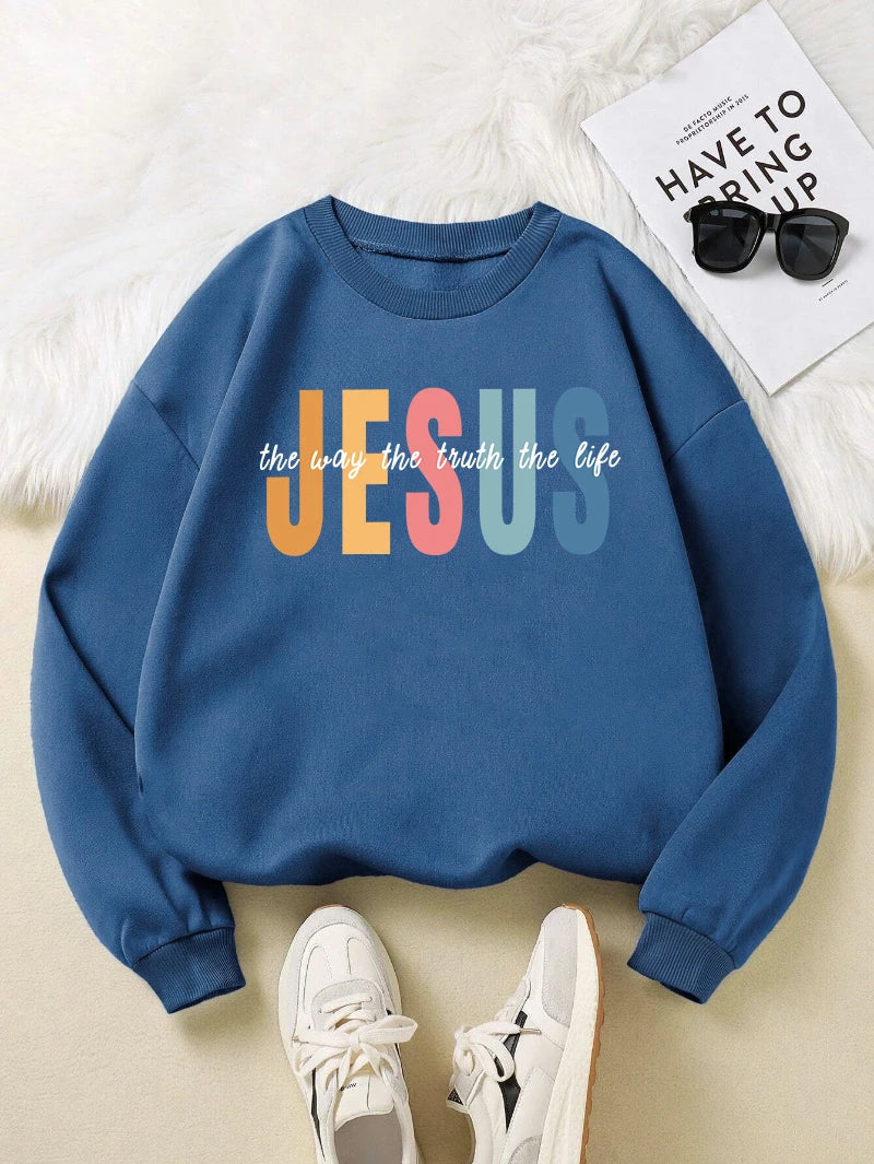 Colorful Jesus Fleece Pullover Sweatshirt