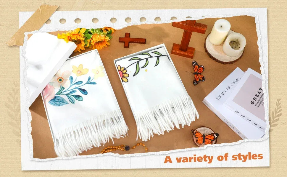 Floral Tassel Scripture Scarf - God Cloth