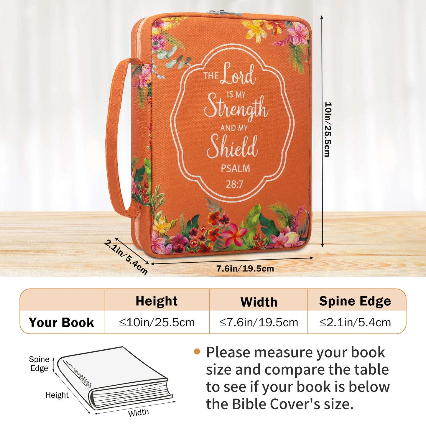 Large Orange Floral Bible Case