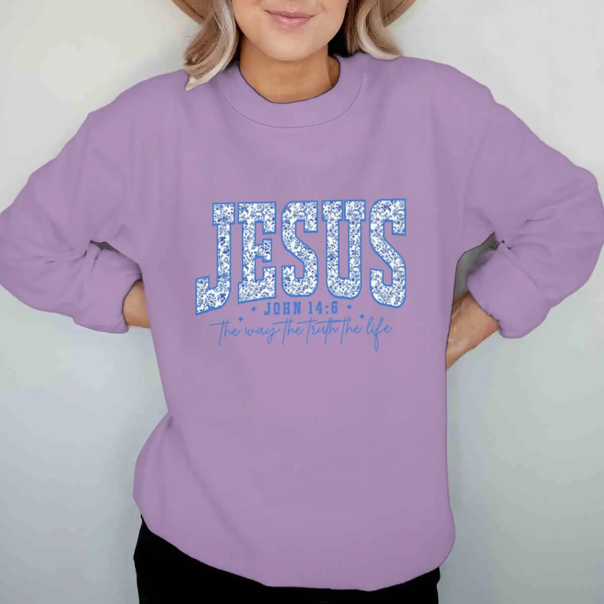 Jesus Is the Way, the Truth, the Life Sweatshirt – John 14:6 Christian Floral Pullover