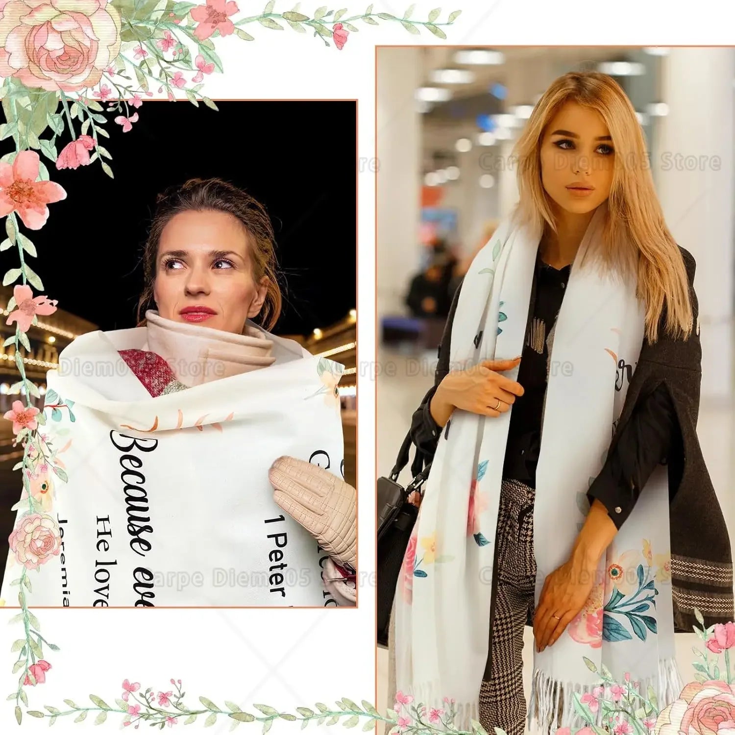 Floral Tassel Scripture Scarf - God Cloth