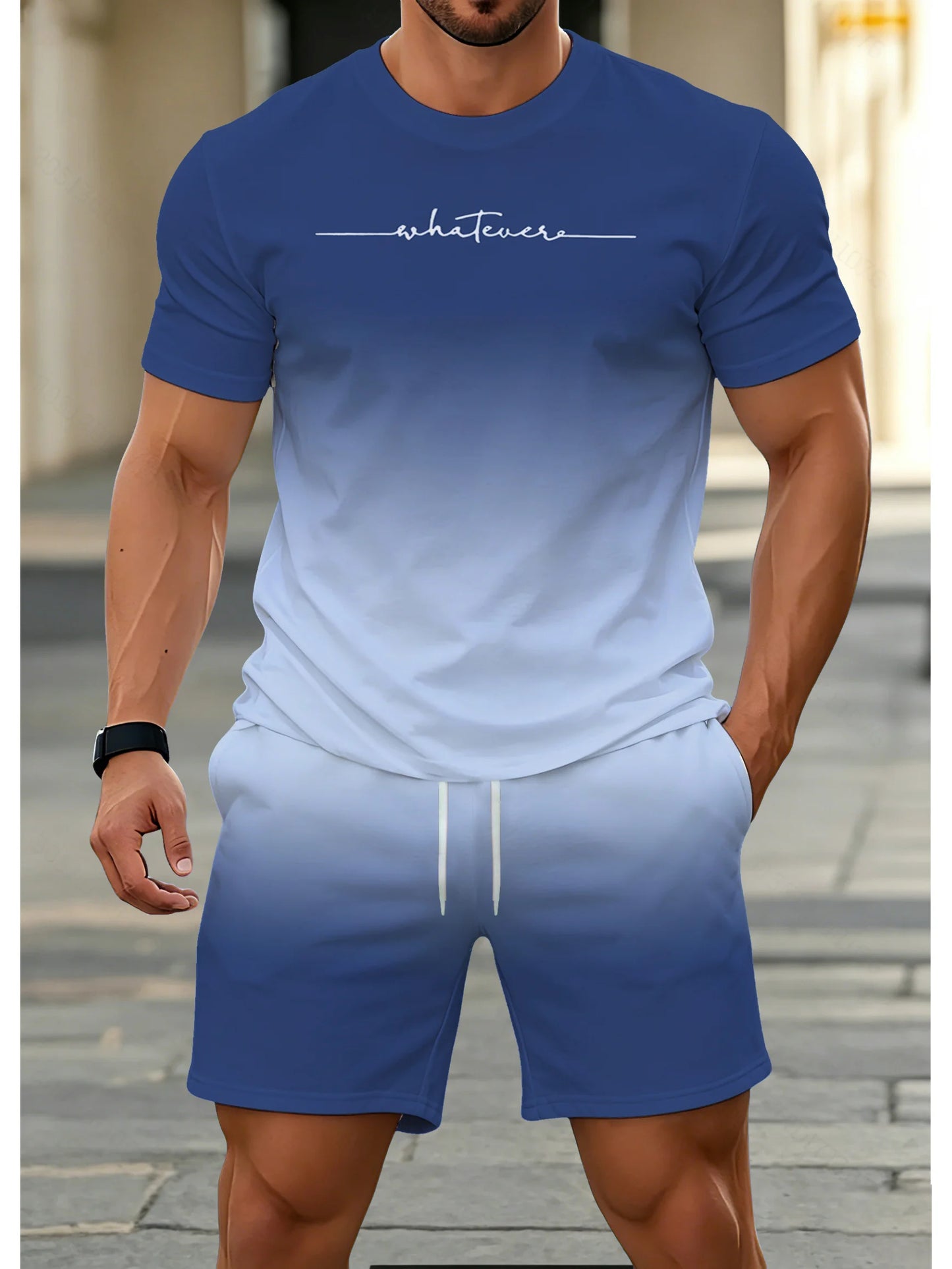Casual Men's Printed T-Shirt Shorts Set of 2 Piece