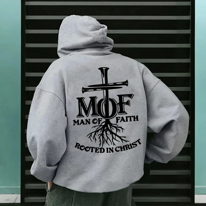 Man of Faith Christian Hoodie for Men – Inspirational Faith Sweatshirt, Warm Fleece Pullover