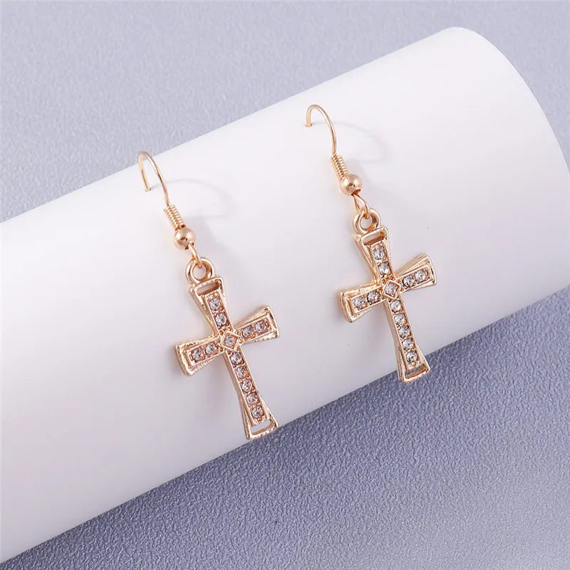 Zircon Cross Earrings for Women