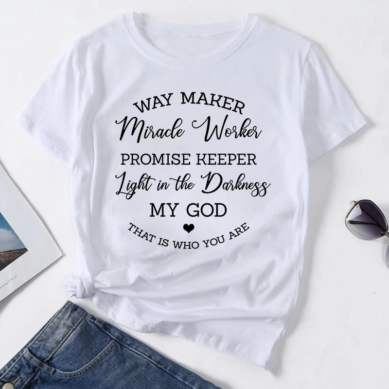Way Maker Christian T-Shirt | Miracle Worker Promise Keeper Faith Graphic Tee