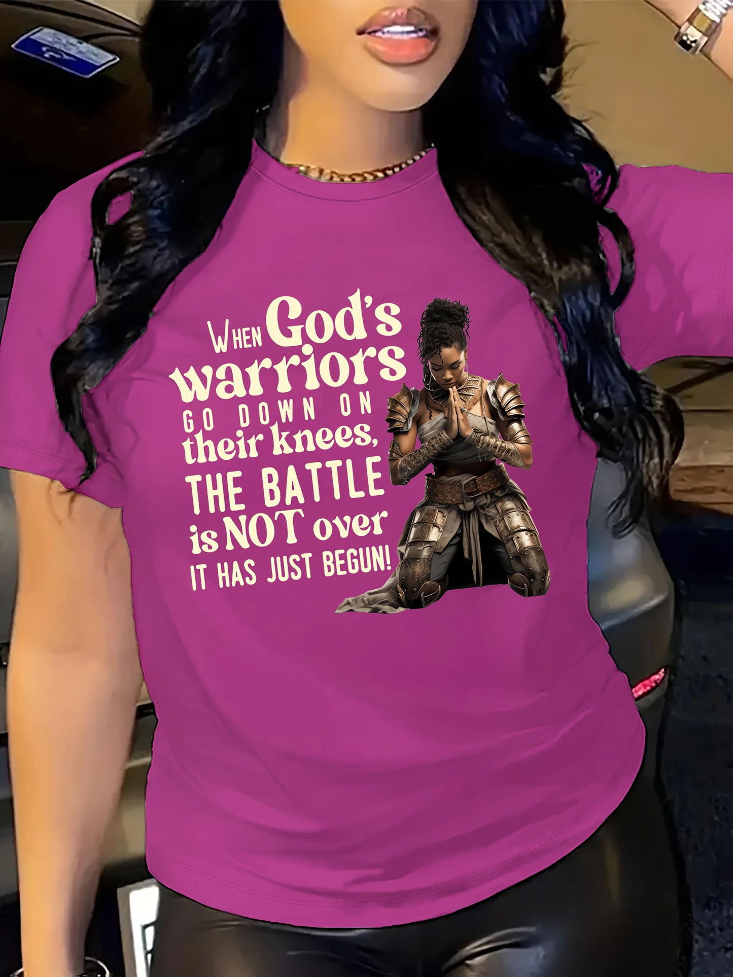 When God’s Warriors Go Down on Their Knees T-Shirt – Inspirational Christian Faith Tee for Women