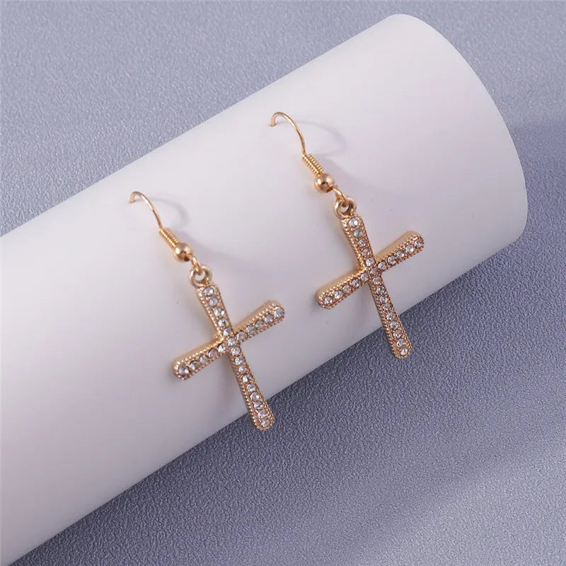 Zircon Cross Earrings for Women
