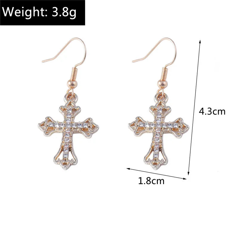 Zircon Cross Earrings for Women