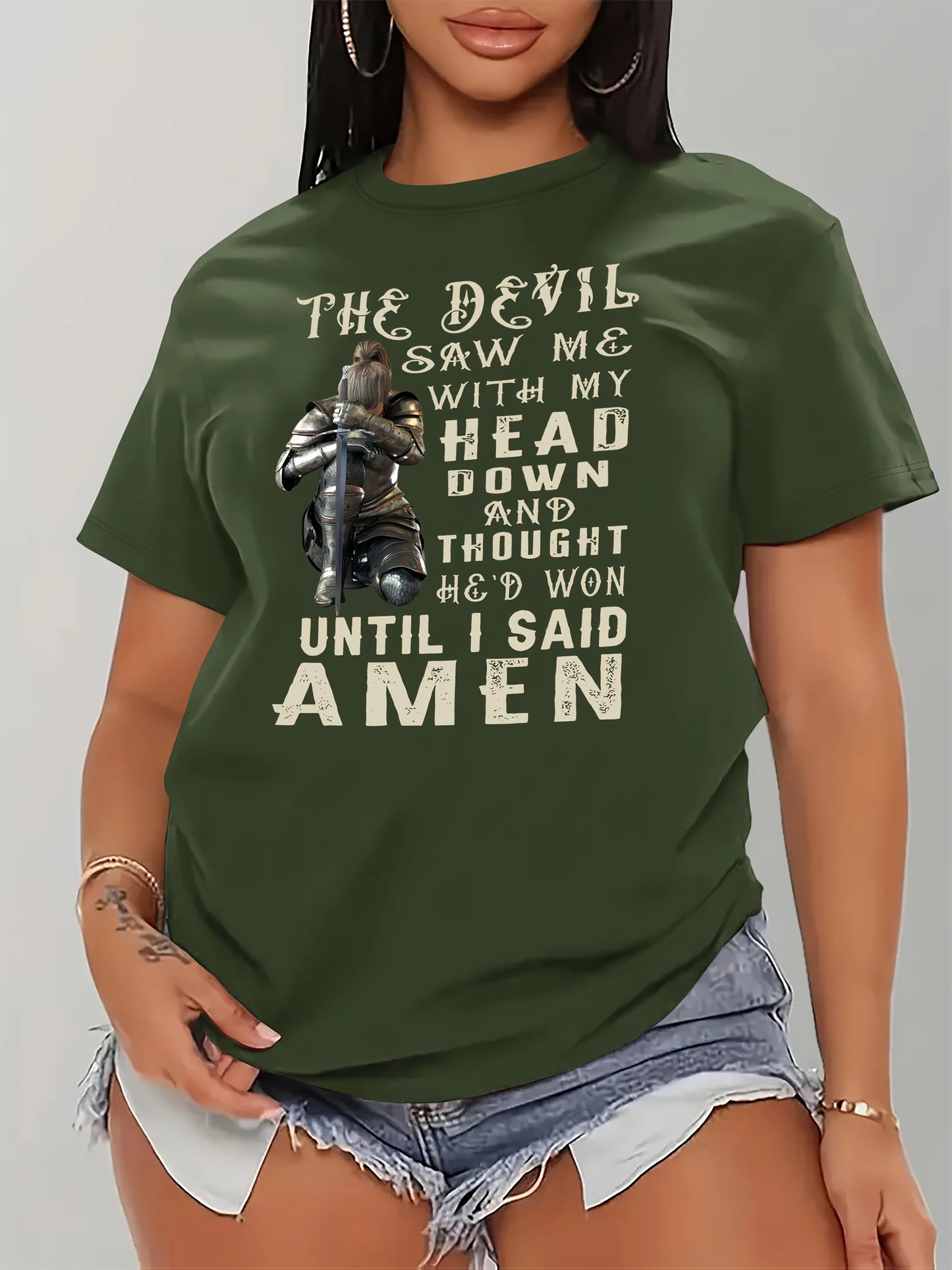 When God’s Warriors Go Down on Their Knees T-Shirt – Inspirational Christian Faith Tee for Women