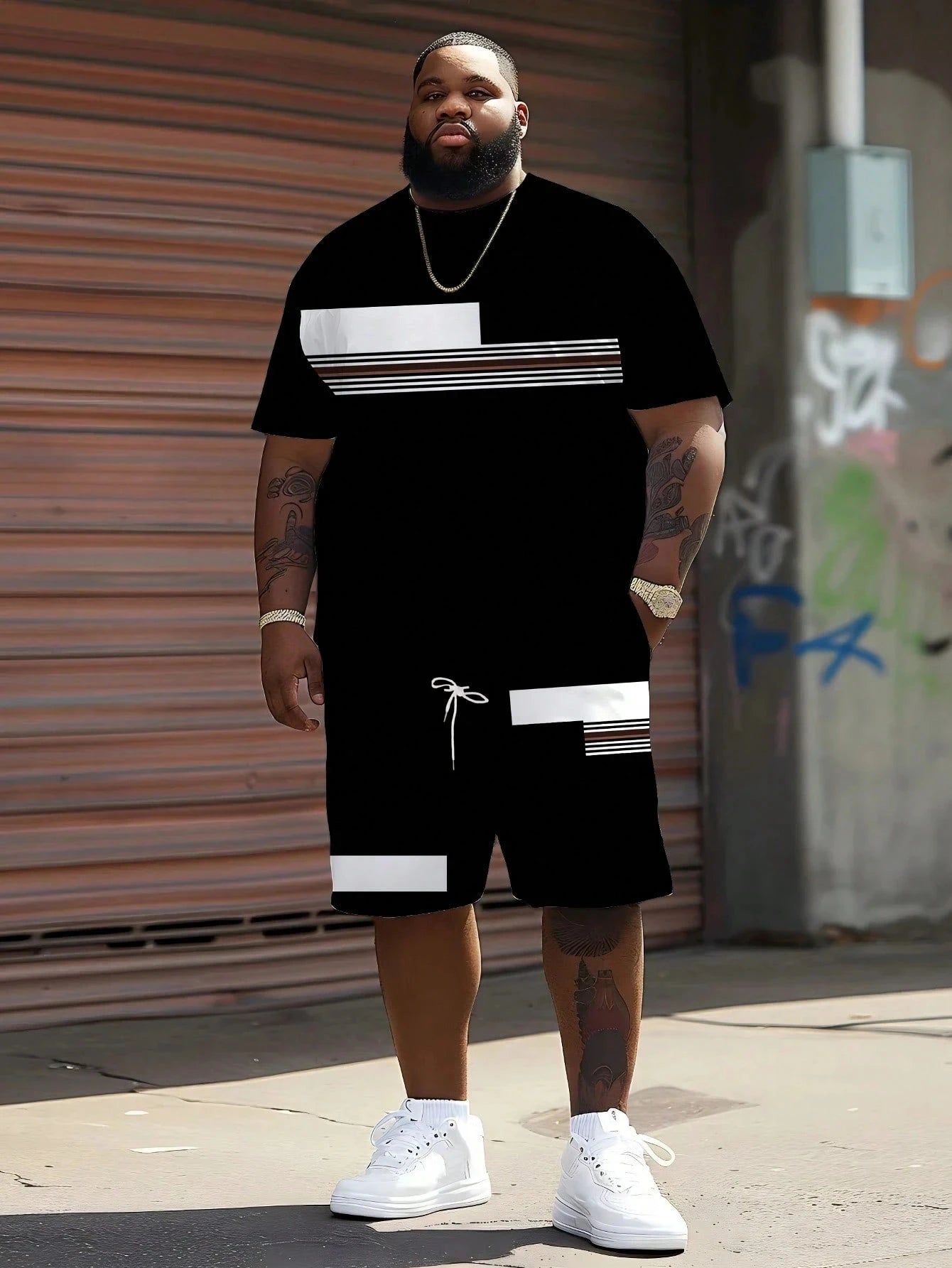 Men's Casual Graphic T-Shirt & Shorts Matching Set