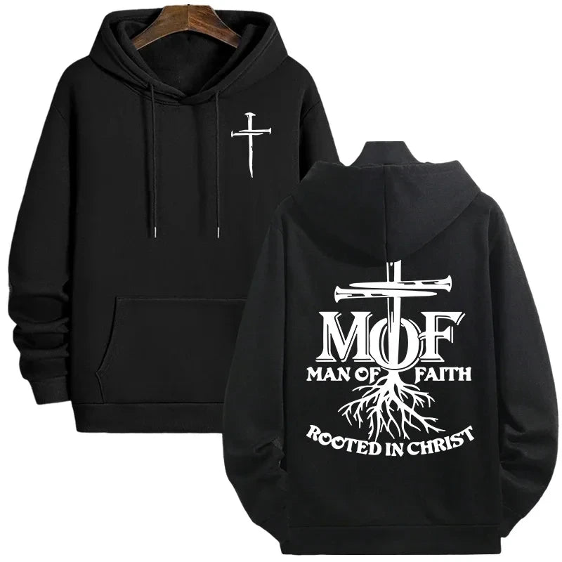 Man of Faith Christian Hoodie for Men – Inspirational Faith Sweatshirt, Warm Fleece Pullover