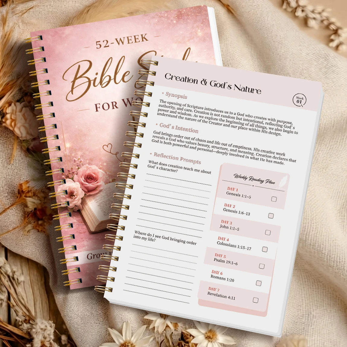 52-Week Bible Study Journal for Women – Spiral-Bound Faith Planner