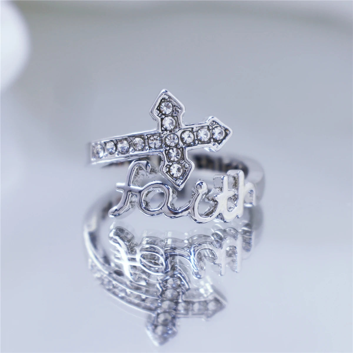 Open Wrap Faith Cross Ring