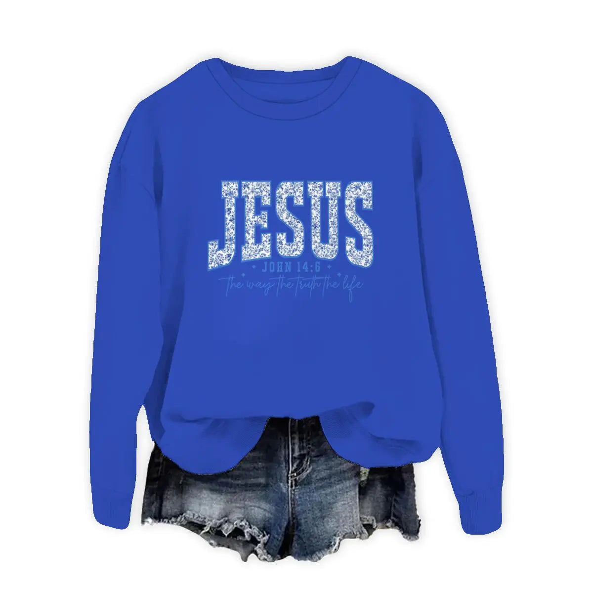 Jesus Is the Way, the Truth, the Life Sweatshirt – John 14:6 Christian Floral Pullover