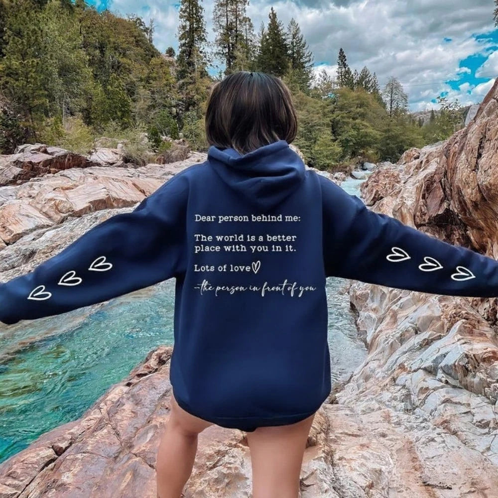 Dear Person Behind Me Be Kind Hoodie – Inspirational Mental Health Awareness Fleece Pullover