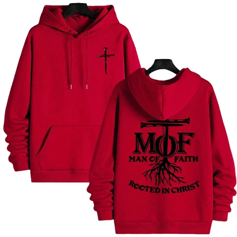 Man of Faith Christian Hoodie for Men – Inspirational Faith Sweatshirt, Warm Fleece Pullover