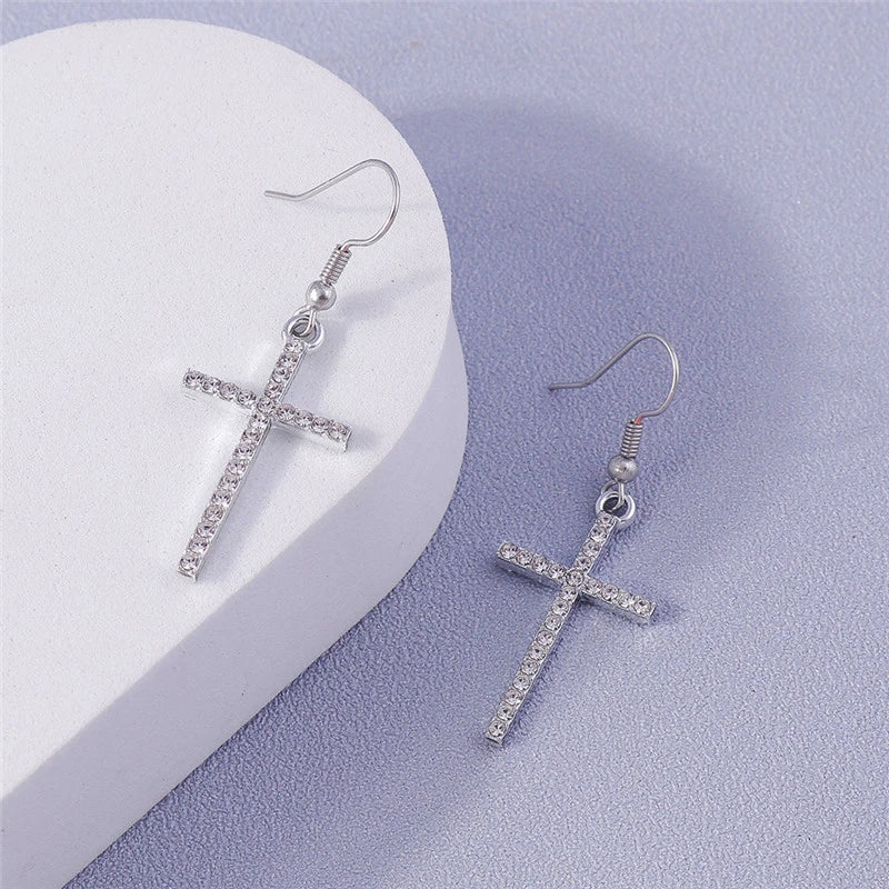 Zircon Cross Earrings for Women