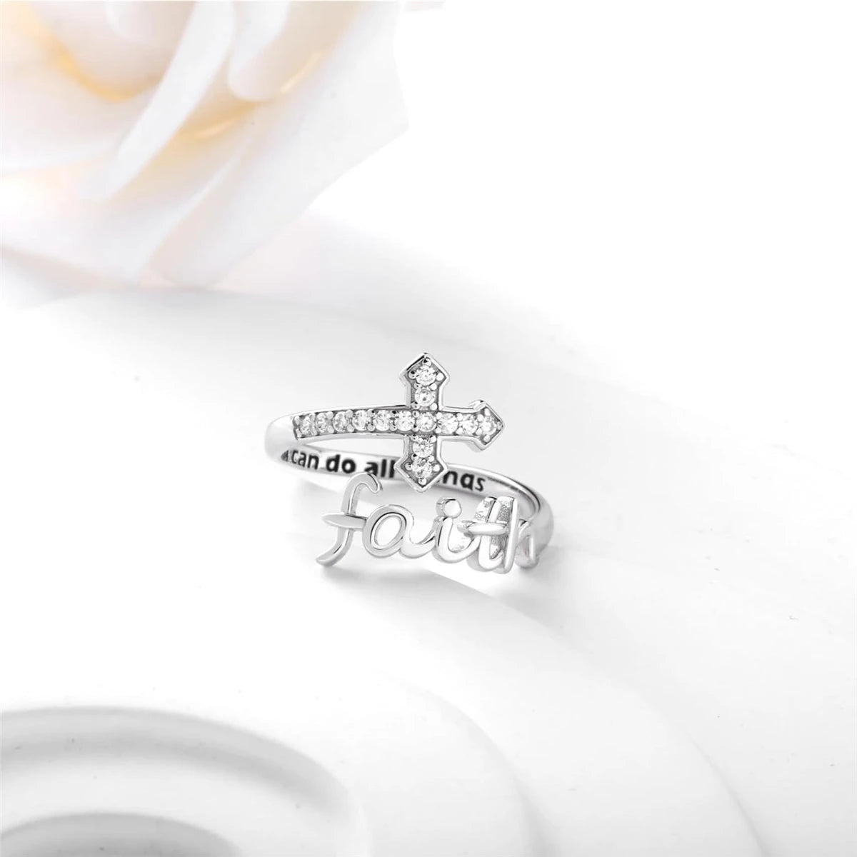 Open Wrap Faith Cross Ring