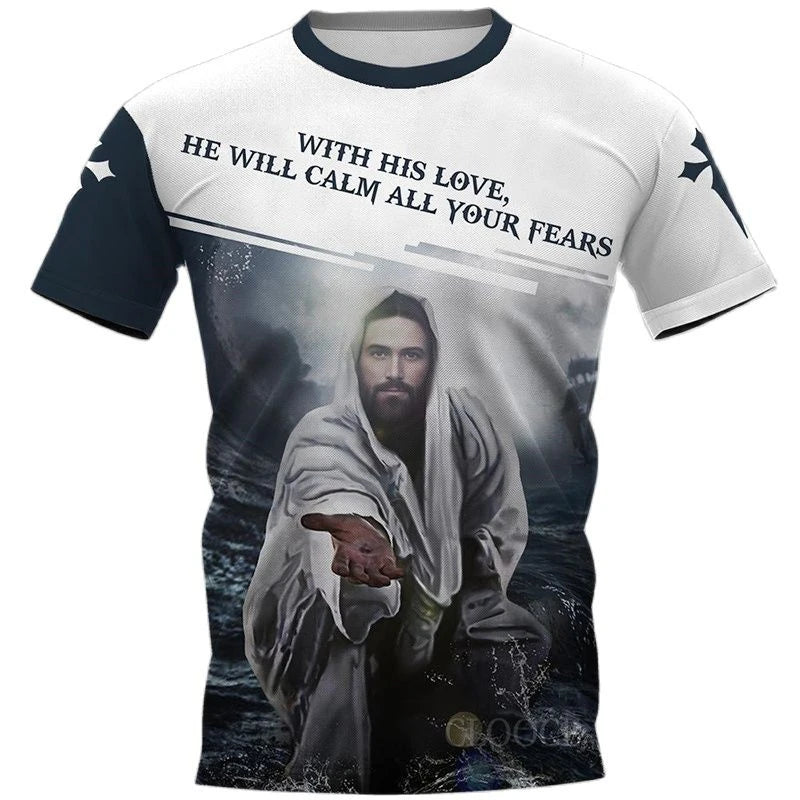 Christian Jesus Graphic T-Shirt – Unisex 3D Savior Print Casual Streetwear Tee