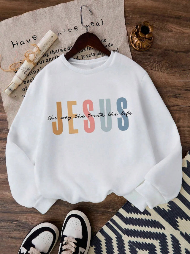 Colorful Jesus Fleece Pullover Sweatshirt