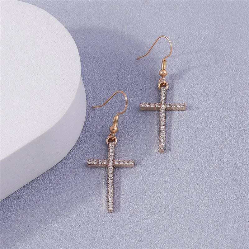 Zircon Cross Earrings for Women