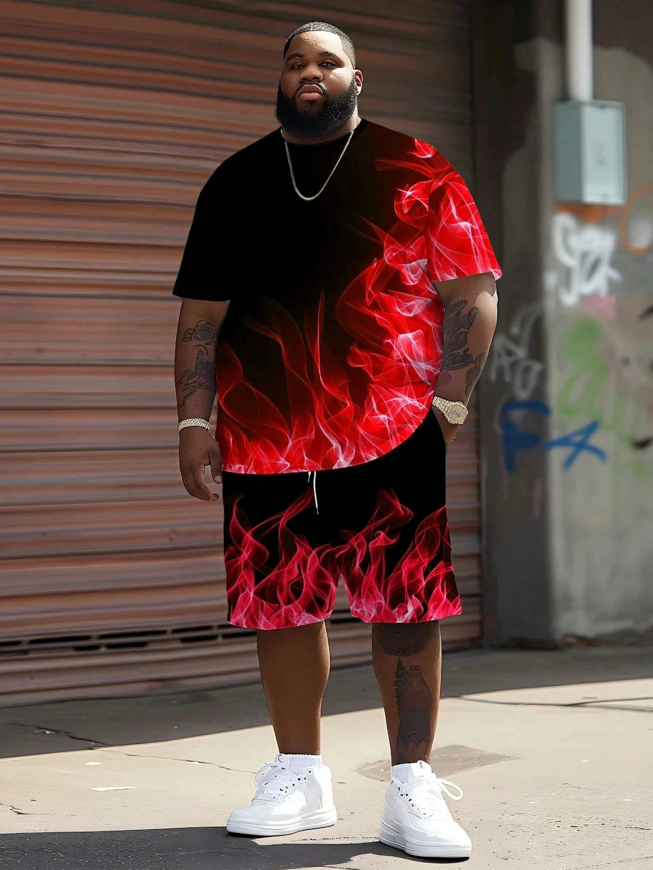 Men's Casual Graphic T-Shirt & Shorts Matching Set