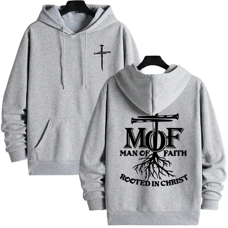 Man of Faith Christian Hoodie for Men – Inspirational Faith Sweatshirt, Warm Fleece Pullover