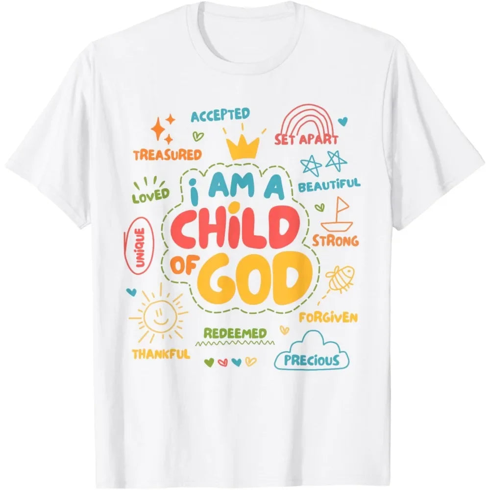 I Am God’s Child Christian Retro Graphic T-Shirt – Women’s Faith-Based Y2K Summer Tee