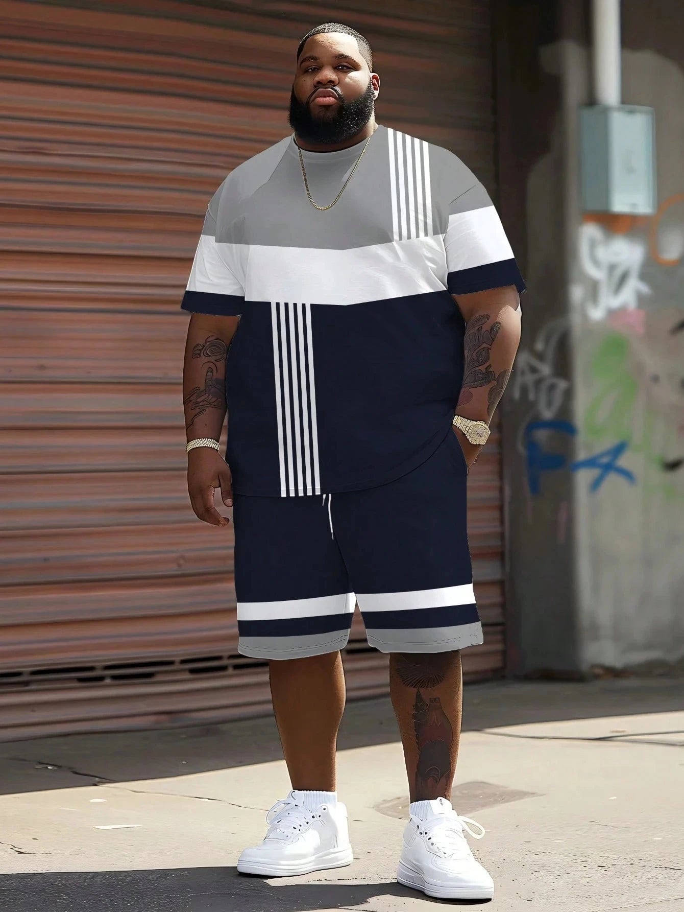 Men's Casual Graphic T-Shirt & Shorts Matching Set