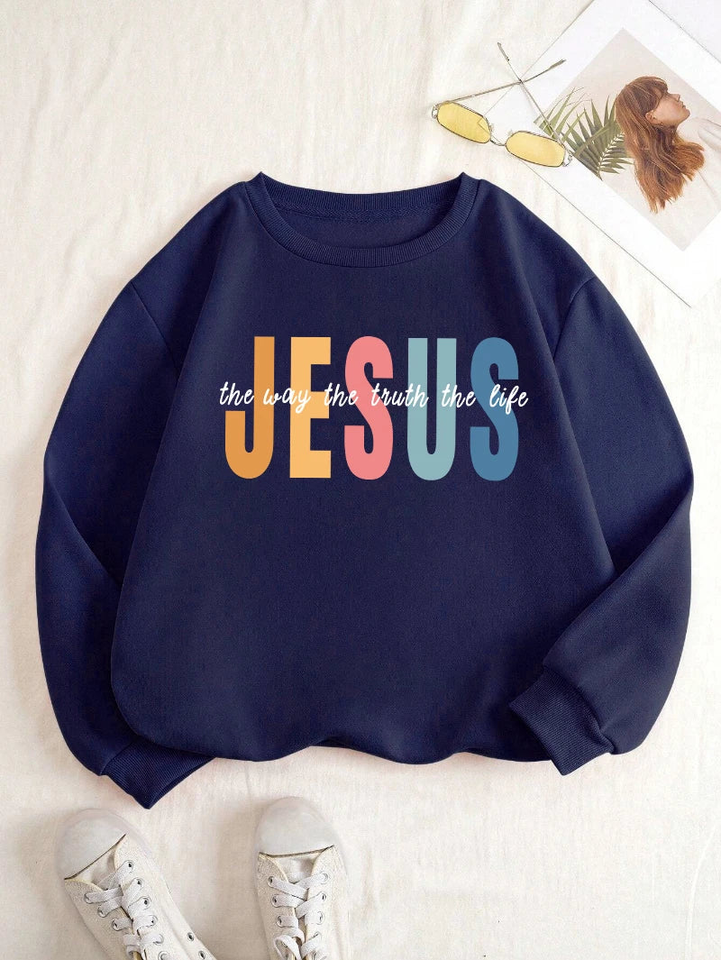Colorful Jesus Fleece Pullover Sweatshirt