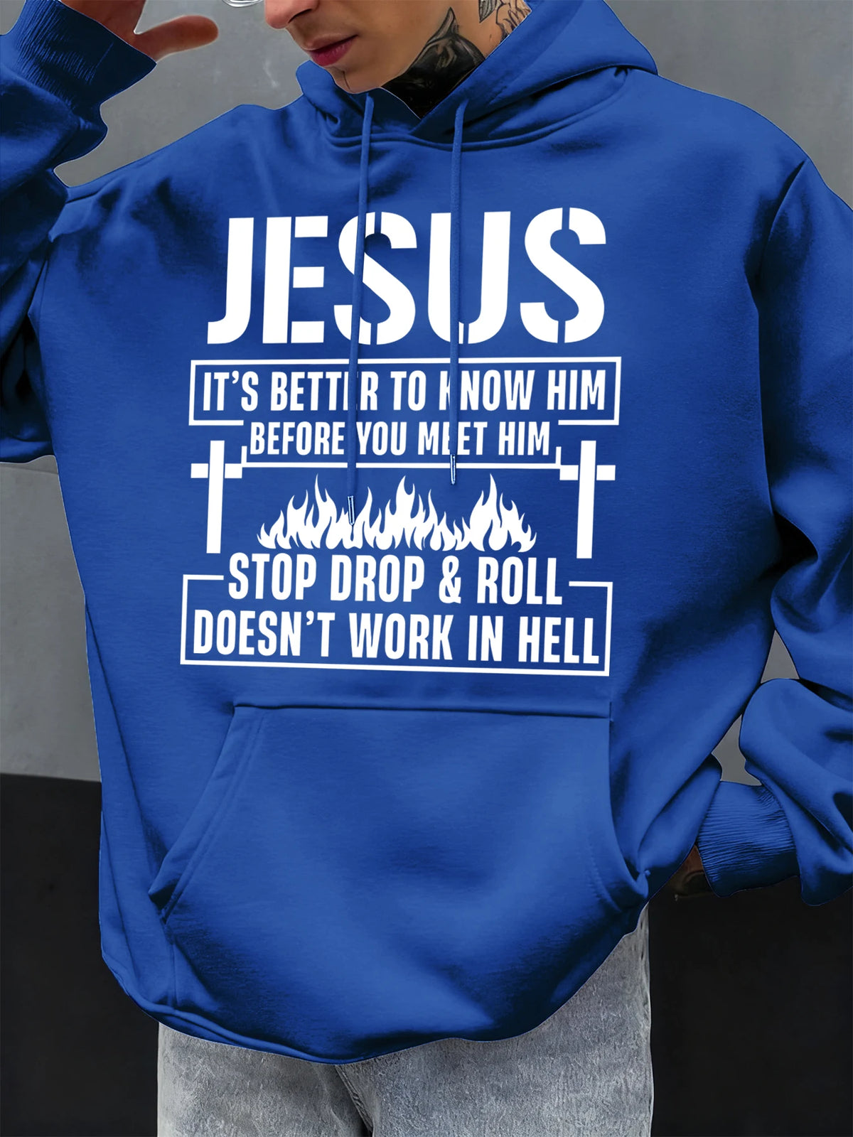 Jesus Hoodie – “Know Him Before You Meet Him” Christian Graphic Fleece Pullover