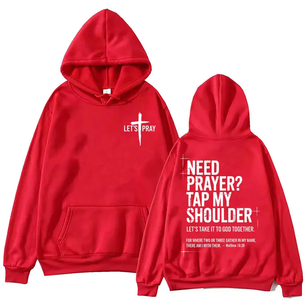 Need Prayer? Tap My Shoulder Hoodie | Matthew 18:20 Sweatshirt