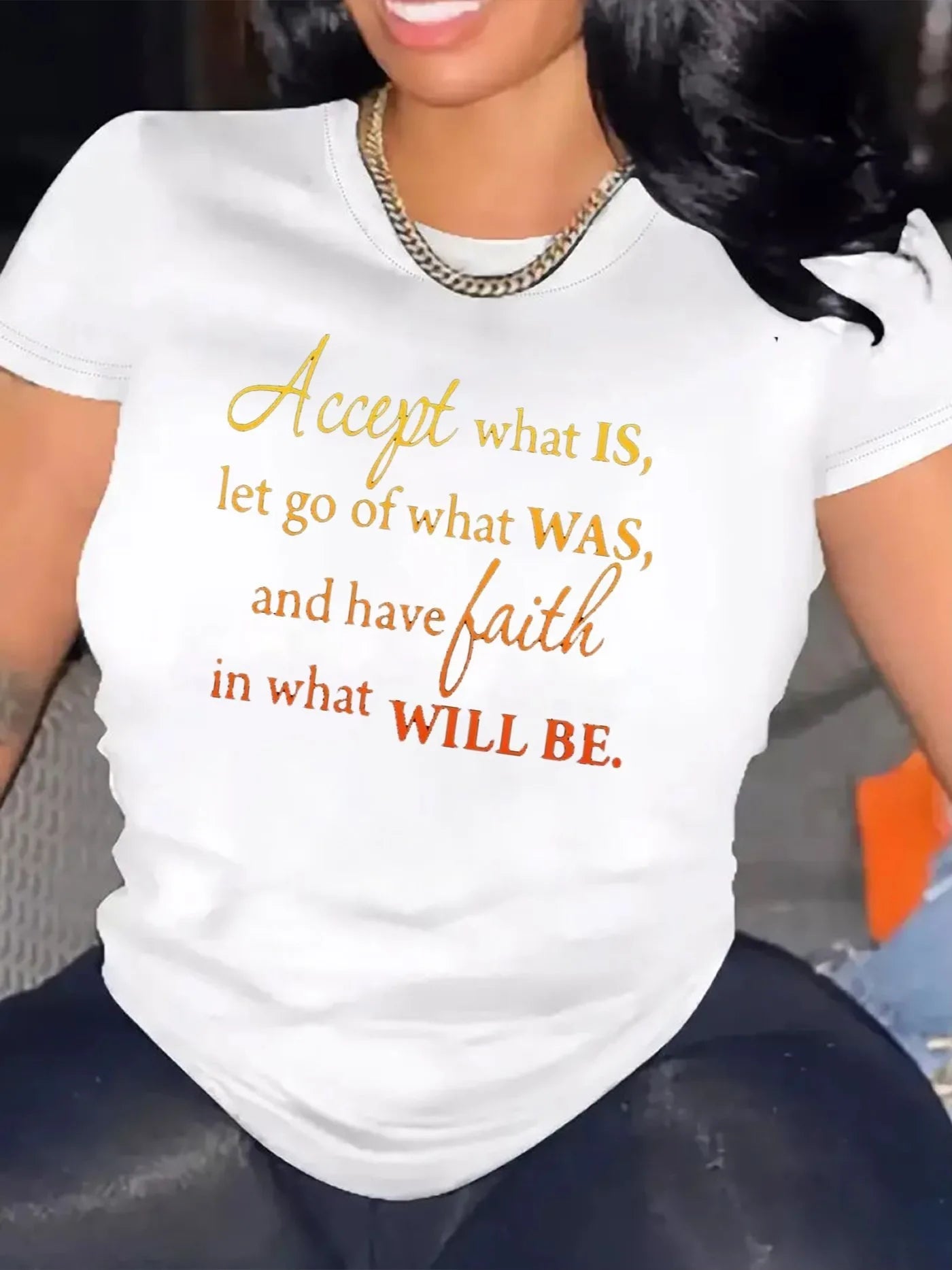 Accept What Is Women’s Graphic Tee – Inspirational Faith Quote Casual T-Shirt