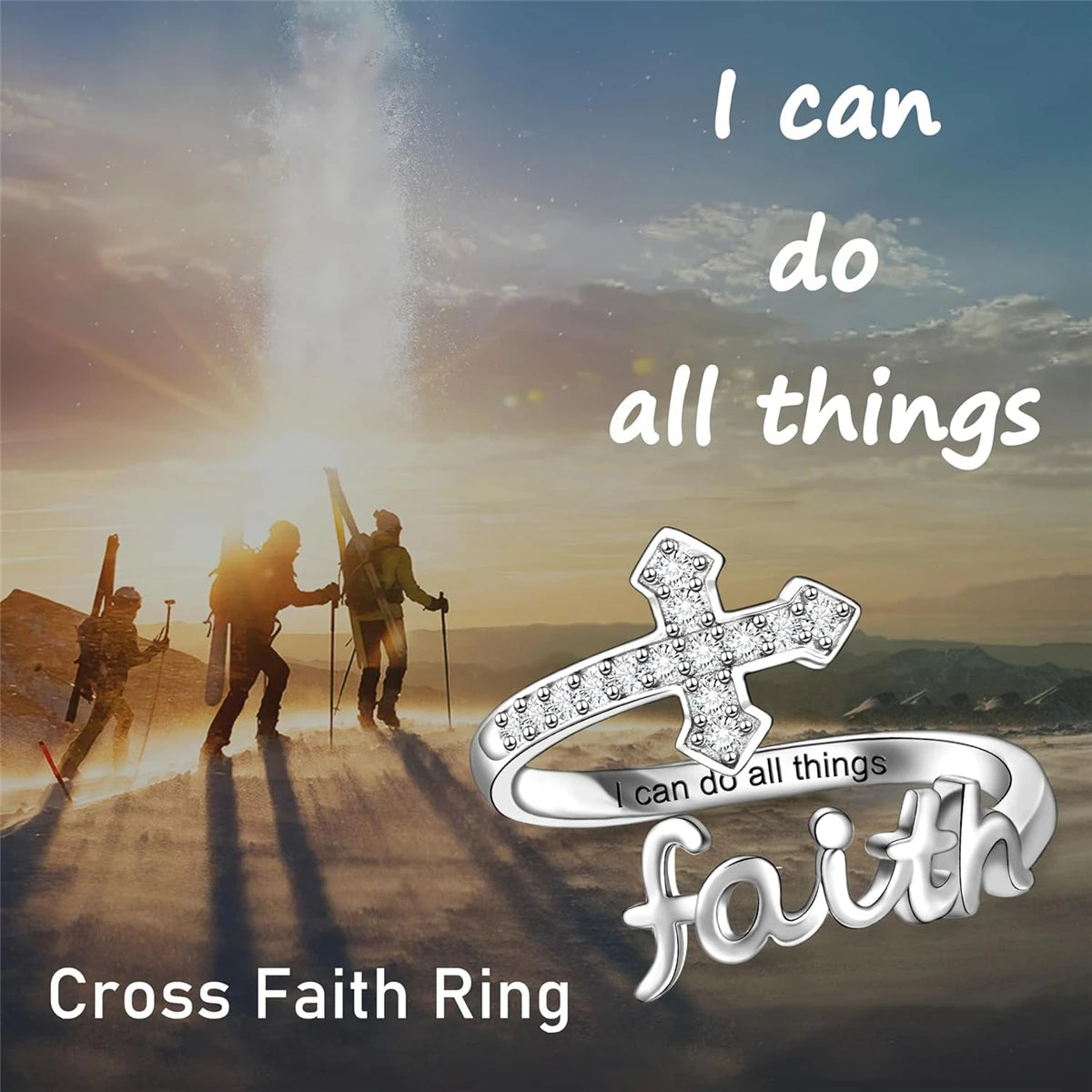 Open Wrap Faith Cross Ring