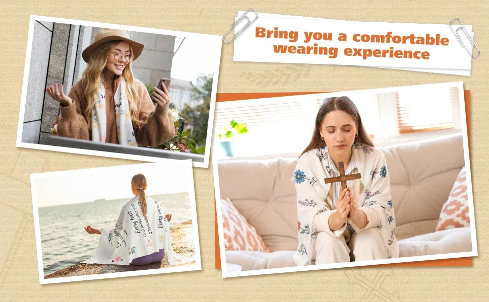 Floral Tassel Scripture Scarf - God Cloth