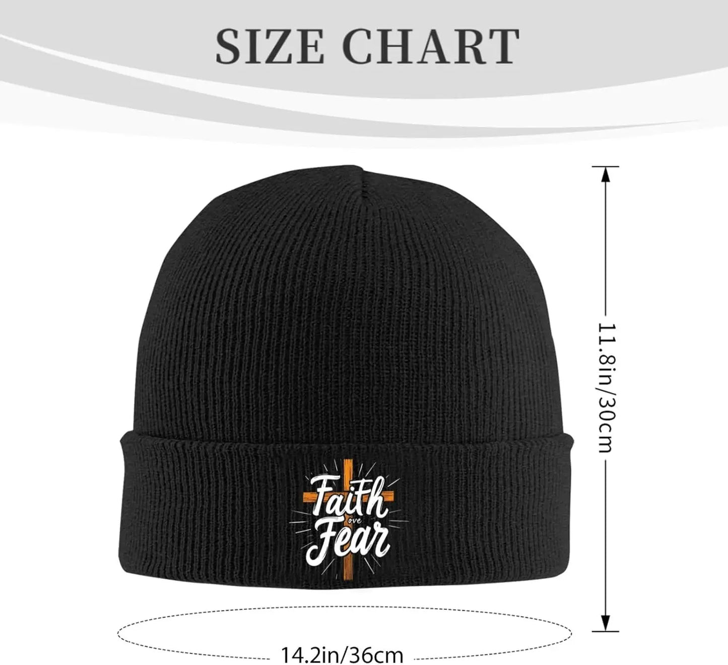 Faith Over Fear Knitted Cuffed Beanie